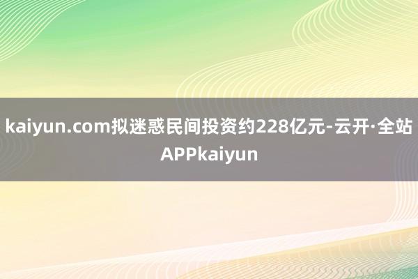 kaiyun.com拟迷惑民间投资约228亿元-云开·全站APPkaiyun